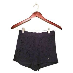 Hollister Womens Shorts Navy Blue S Lace Overlay Eyelet Pull on Short Shorts